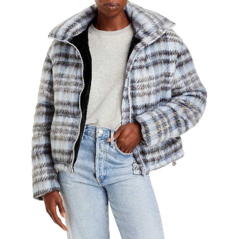 Apparis Womens Josh Plaid Faux Fur Lined Quilted Coat