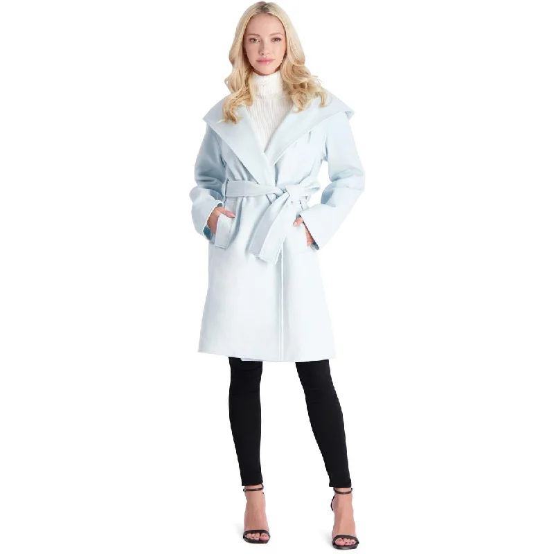 Avec Les Filles Women's Double Breasted Twill Hooded Robe Coat