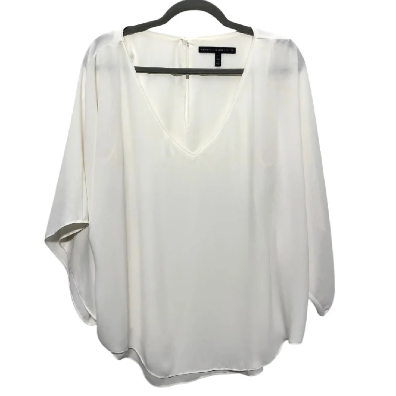 Blouse 3/4 Sleeve By White House Black Market In White, Size: L