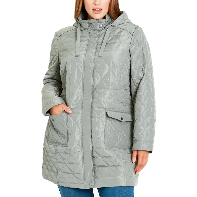 Evans Womens Plus Puffer Long Sleeves Quilted Coat