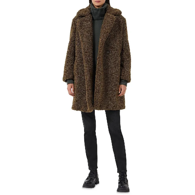 French Connection Womens Callie Iren Borg Mid-Length Oversize Faux Fur Coat