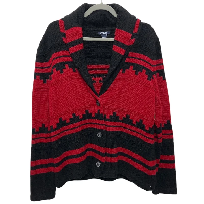 Sweater Cardigan By American Living In Black & Red, Size:L