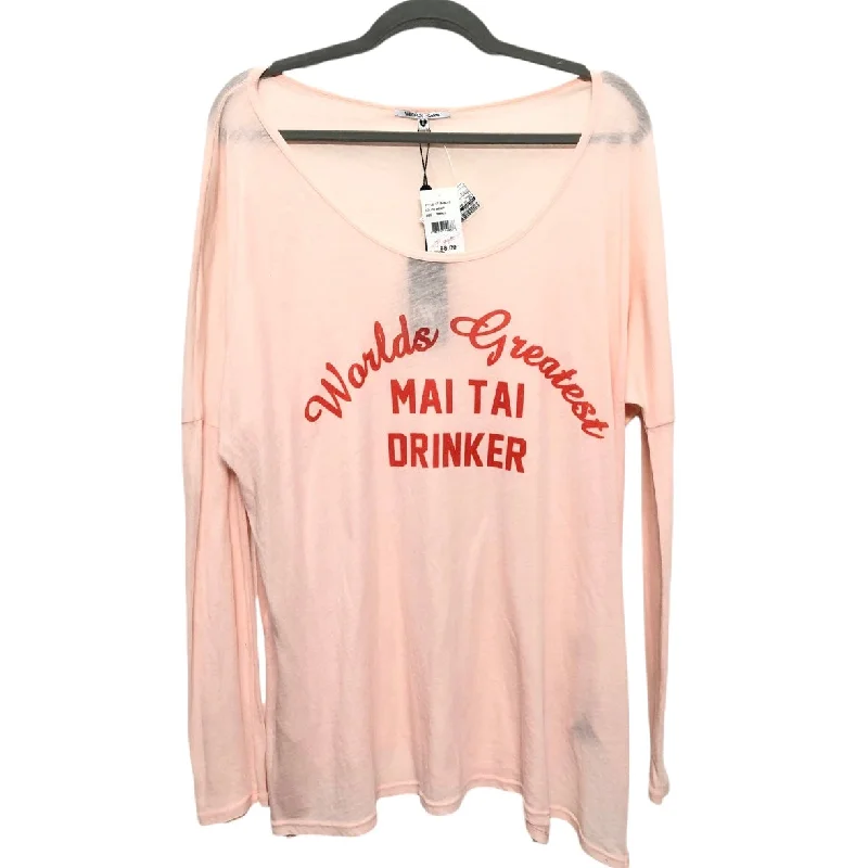 Top Long Sleeve Basic By Wildfox In Pink, Size: S