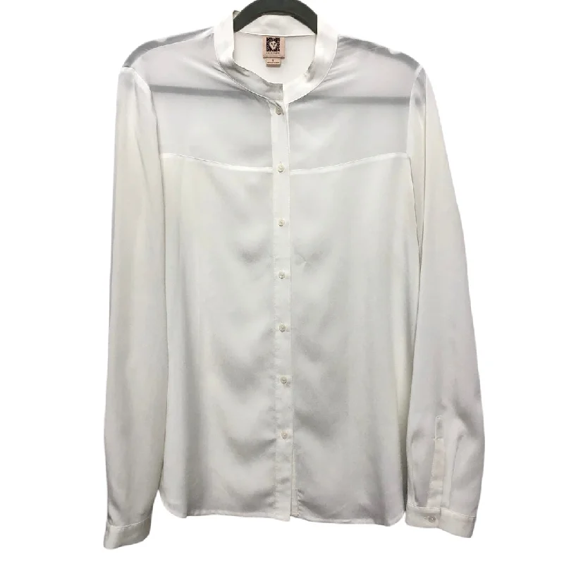 Top Long Sleeve By Anne Klein In White, Size: L