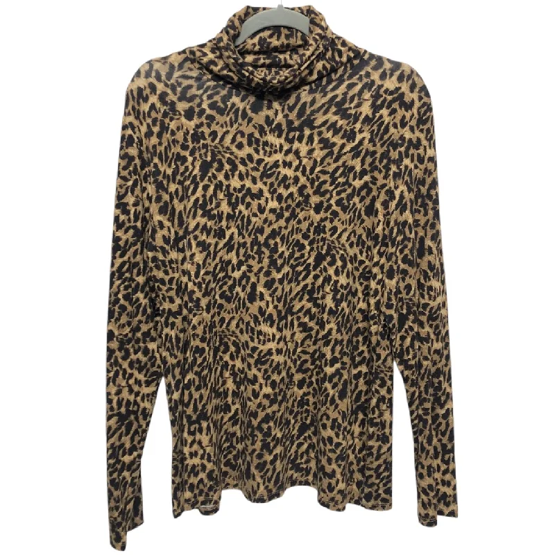 Top Long Sleeve By Investments In Animal Print, Size: Xl