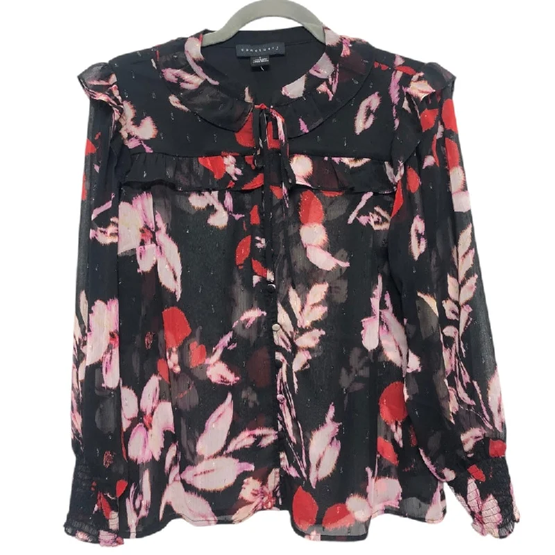 Top Long Sleeve By Sanctuary In Black & Pink, Size: S