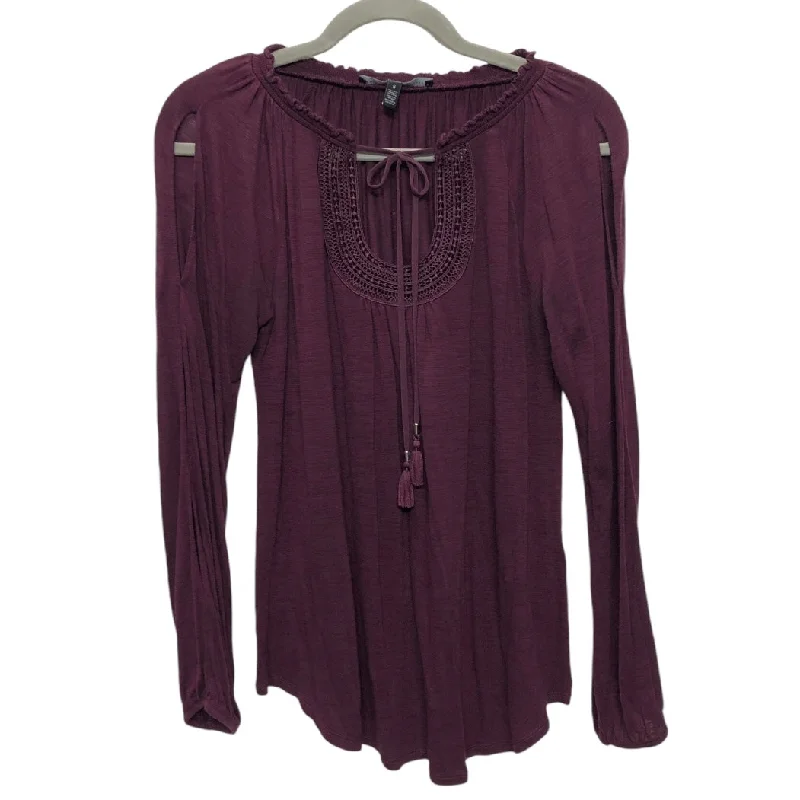 Top Long Sleeve By White House Black Market In Purple, Size: S