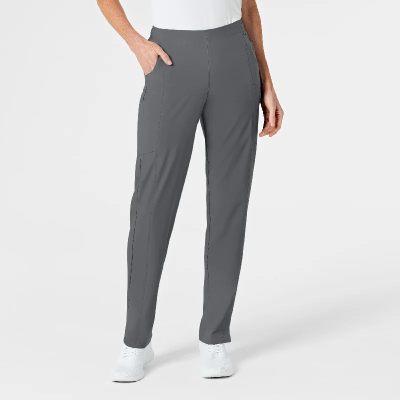 W123 Women's Flat Front Cargo Scrub Pant - Pewter