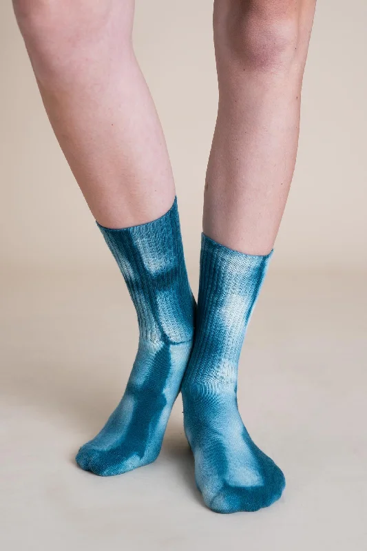 Organic Hand Dyed Socks in Marine