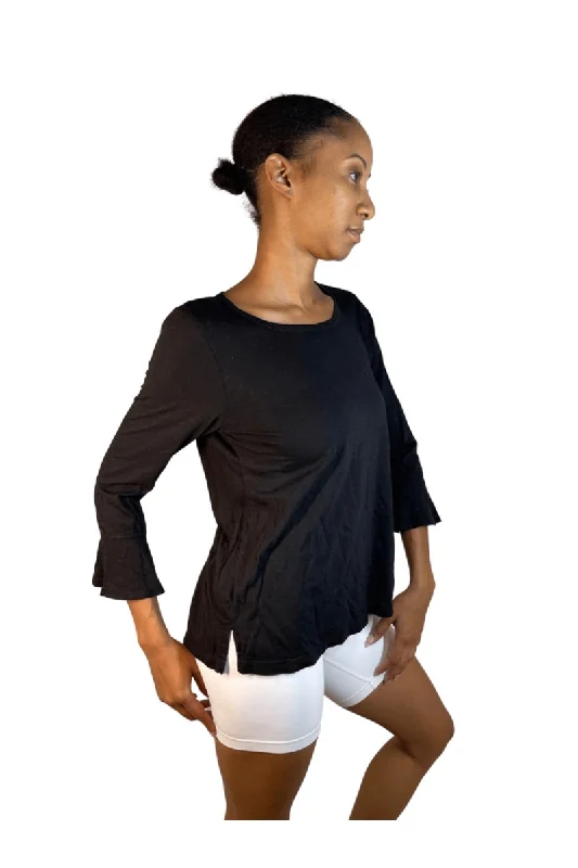 TLA Petite Crew Neck Flutter Long Sleeve Tee