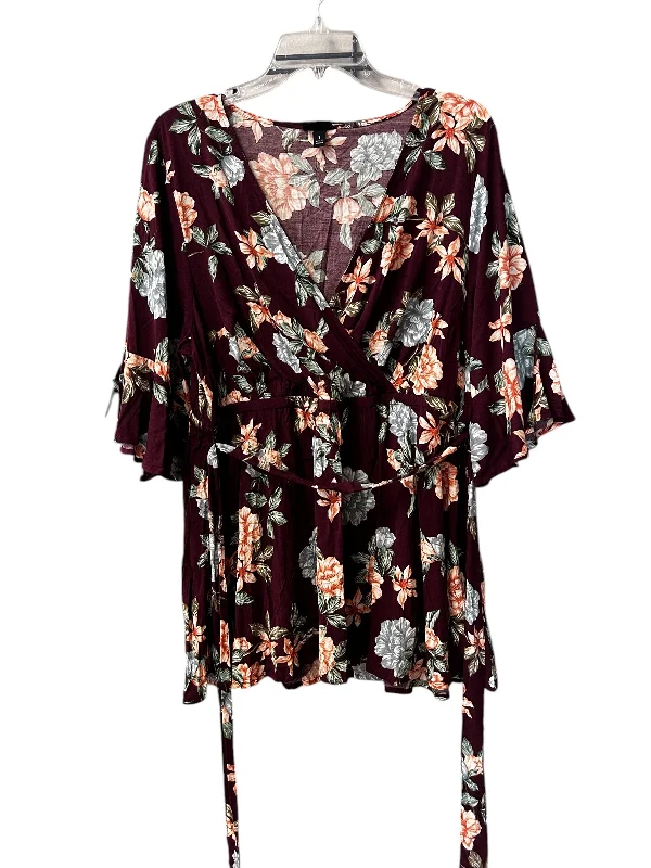 Top Long Sleeve By Torrid In Floral Print, Size: 1x