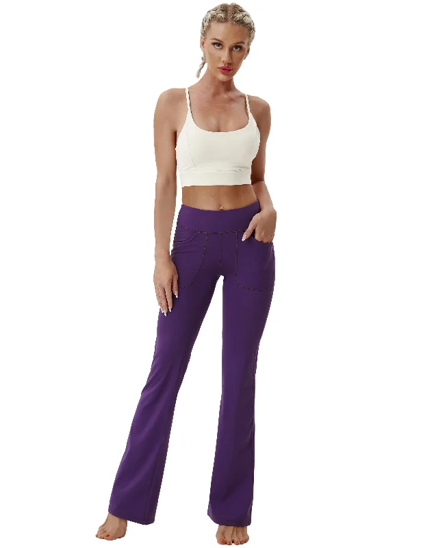 29" 31" 33" 35" Bootcut Leggings with Pockets eggplantpurple