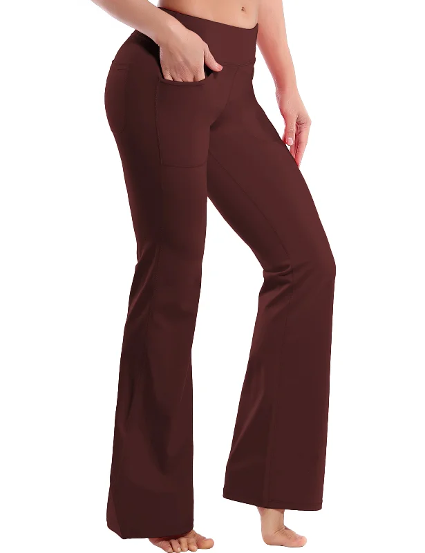 29" 31" 33" 35" Bootcut Leggings with Pockets mahoganymaroon