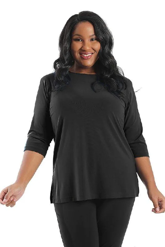 Vikki Vi Jersey Black 3/4 Sleeve Top