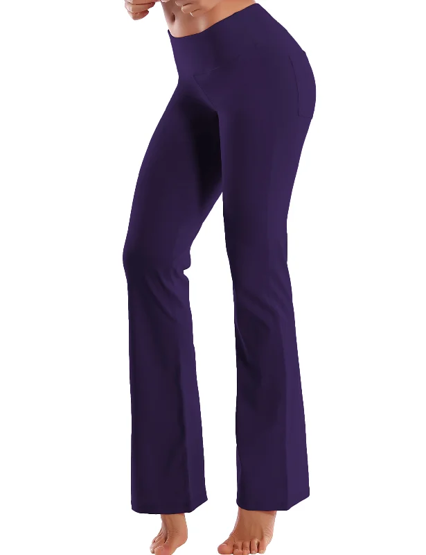 29" 31" 33" 35" 37"  Back Pockets Bootcut Leggings darkpurple