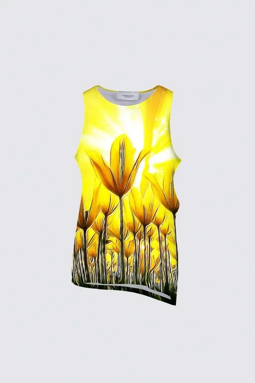 Floral Embosses: Tulip Daydream 02 Designer Florence Knotted Tank Top