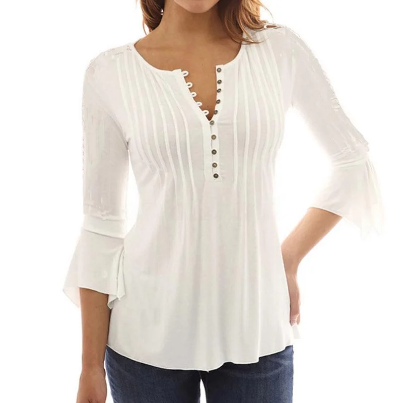 Quarter Length Blouse/ with Ruffles