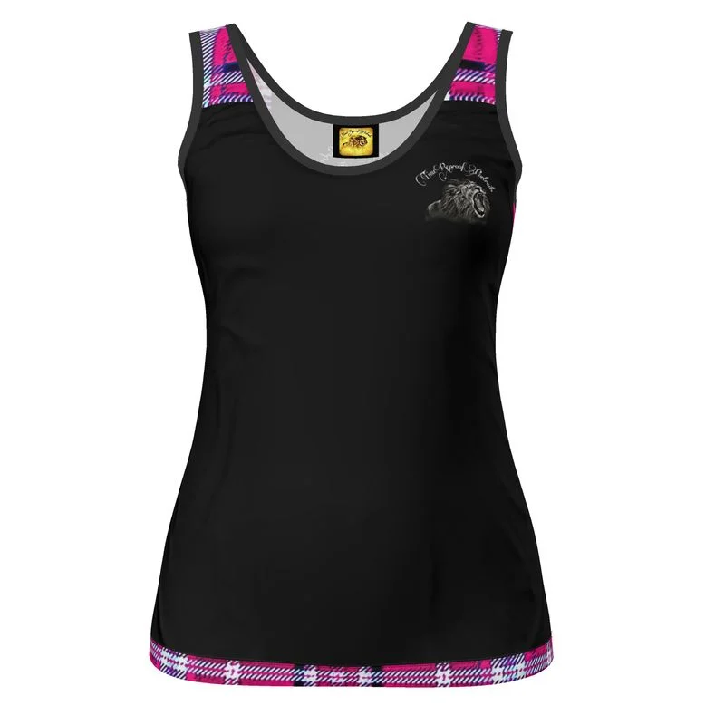 TRP Twisted Patterns 06: Digital Plaid 01-04A Ladies Designer Scoop Neck Tank Top