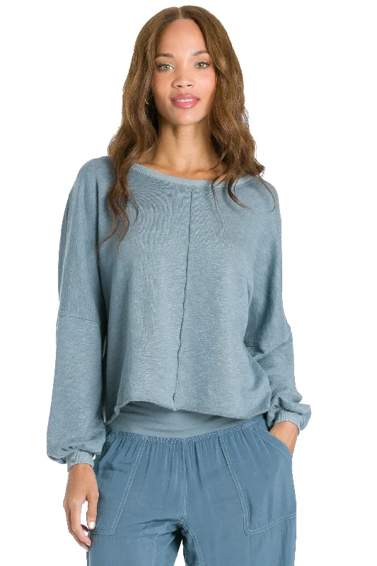 Trifecta French Terry Balloon Sleeve Crop Sweatshirt