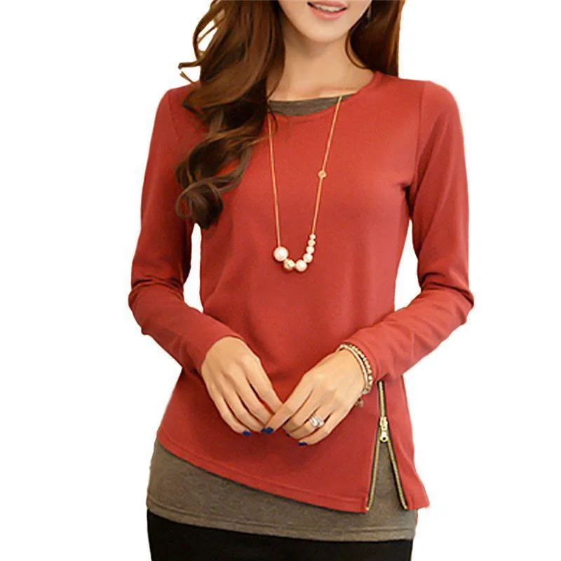 Casual Long Sleeve Quarter Zip Blouse