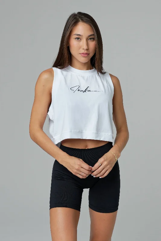 WOMEN'S SIGNATURE CROPPED TANK - IVORY