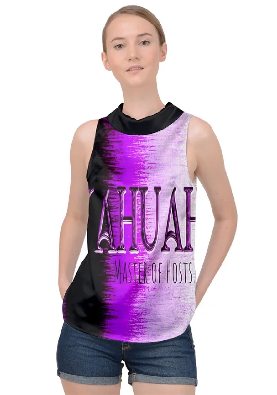 Yahuah-Master of Hosts 01-02 Designer Sleeveless Mock Neck Satin Top